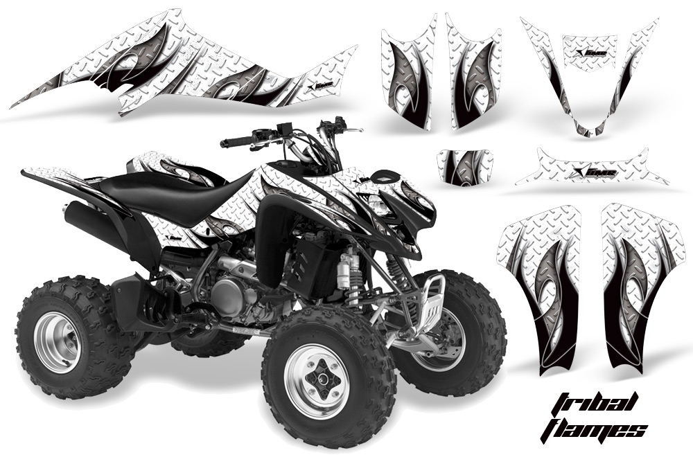 Suzuki LTZ400 03-08 Graphics Kit TribalFlame BlackWhiteBG